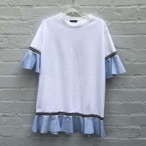 ZARA white with ruffle detail dress